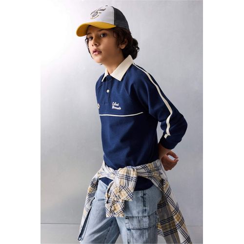 تيشيرت بولو كم طويل مطبوعة اوفر سايز بياقة بولو