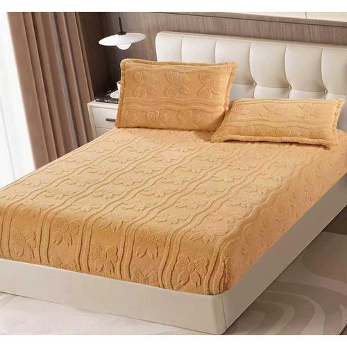 ملاءة سرير جكار مخملية لفصل الشتاء + 2 أكياس وسادة