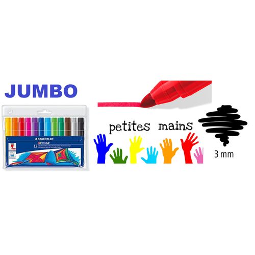 Boite de 12 feutres extra large Noris Club jumbo.