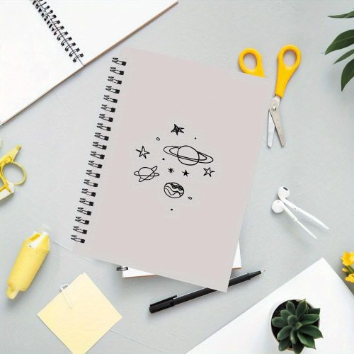 1pc Carnet A5 - Journal Astronomie avec Planètes et Étoiles du Système Solaire, Reliure à Double Fil, 13.97x21.08 cm, 50 Pages - Pap