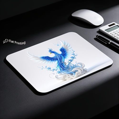 1 Pack Tapis de Souris sans Couture avec Impression Numérique 2D, Motif Mythique Nuage Phénix Bleu Glace Portent, Tapis de Souris Esthétique de Style Chinois pour Décoration de Bureau, Gaming et Bureau, Impression Plate Sans Texture Gaufrée 3D