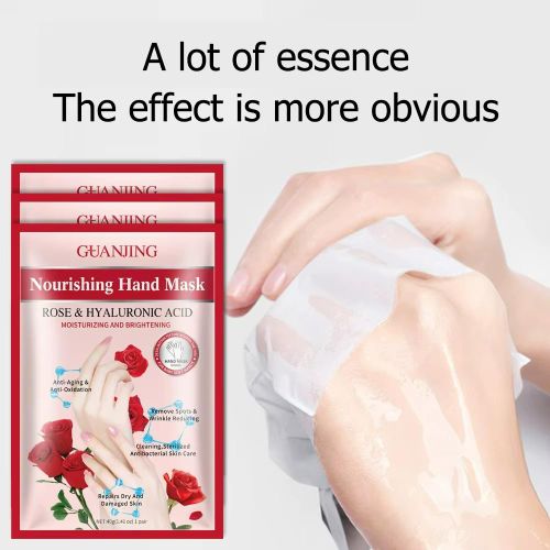 Masque Mains Hydratant à la Rose & Collagène – Gants Spa Nourrissants, Soin Réparateur pour Mains Sèches et Abîmées, Hydratation Intense