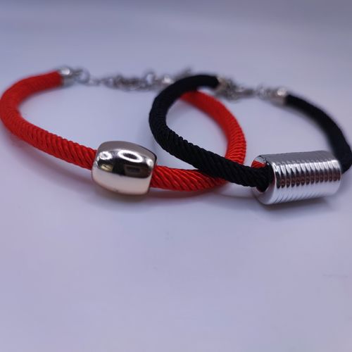 2 Bracelets ensemble, bracelets de couple, noir et rouge, haut qualité