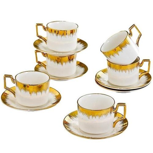 Mugs à café en céramique dorée, ensemble de mugs à café de luxe, ensemble de 6 tasses à café