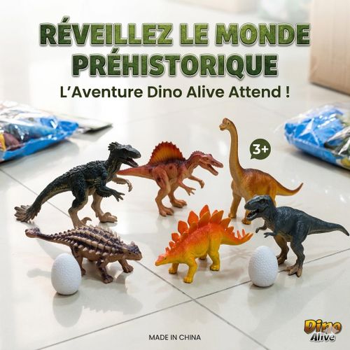 Lot de 6 Dinosaures Réalistes avec 2 Œufs – Figurines Dino pour Enfants, Jouets Éducatifs Jungle, Cadeau Amusant pour Garçons et Filles