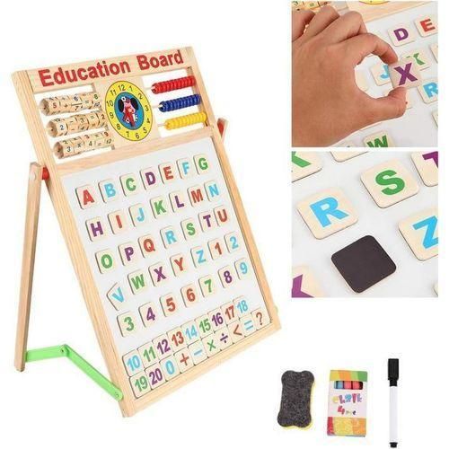 Tableau en Bois Double Face pour Enfants – Magnétique, Effaçable et Multi-Usage, Jeu Créatif et Educatif pour Dessin et Écriture