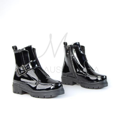 ZENIA – Bottines fille en Vernis Noir