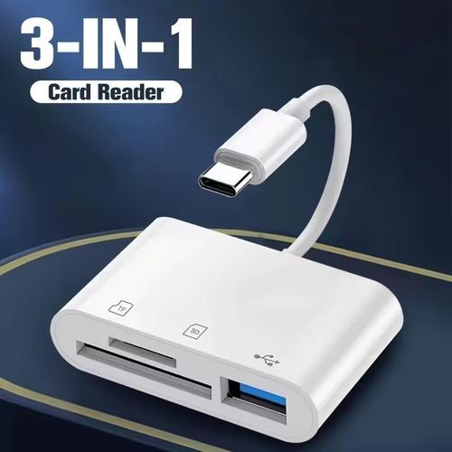 Lecteur de Carte SD/TF OTG pour Transfert Haute Vitesse, Compatible iPhone 16 15 14 13 iPad MacBook Huawei Samsung