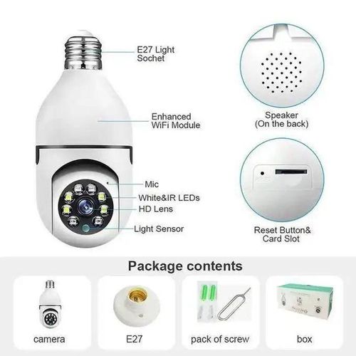 Caméra de Surveillance E27 en Forme dAmpoule Vision Nocturne 360 Full HD 1080P WiFi