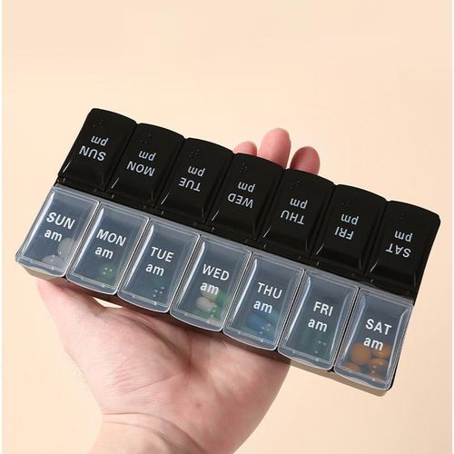 Pilulier Hebdomadaire AMPM Boîte à Médicaments 7 Jours Matin Soir Portable et Sécurisée