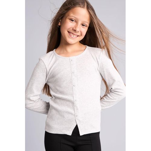 T-Shirt À Manches Longues En Tricot Col Boutonné Fille