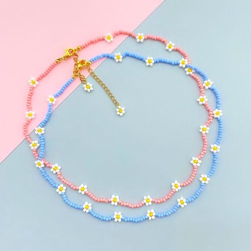 Pack de 2 Colliers Ciel & Pink Flower Beads