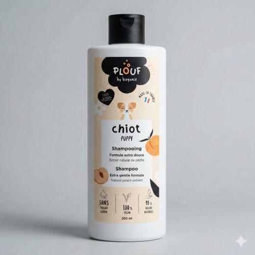 Shampooing Doux pour Chiots à la Pêche Naturelle - Nettoyage et Hydratation des Poils Sensibles 200ml