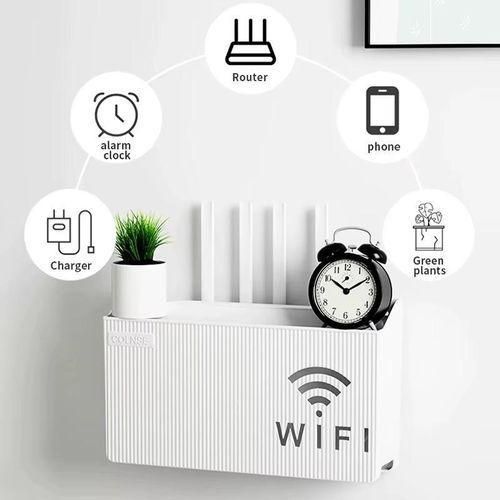 Support Mural pour Routeur WiFi – Étagère Double Niveau avec Organisateur de Câbles et Design Moderne