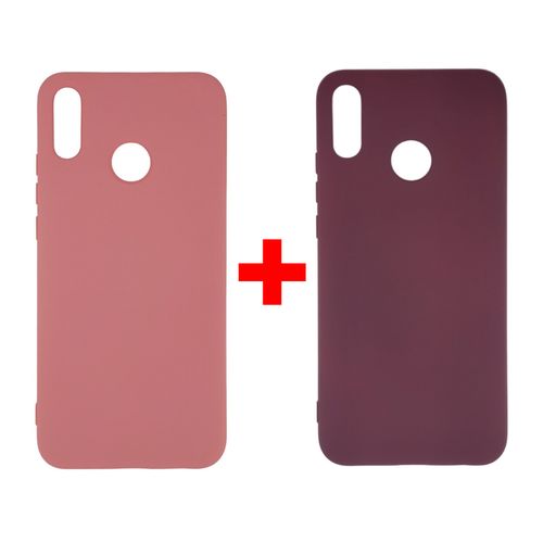 Pack 2 Pochettes silicone pour Huawei Y9 2019 Rose bébé - Grenat
