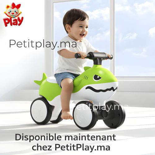 Porteur Bb Requin Vert avec Roues Jouet dveil et de Motricit