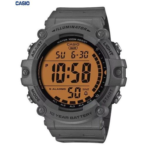 Montre Homme robuste en Resine Fond Orange Numérique Fonction Snooze Etanche-ae-1500whc-8avdf