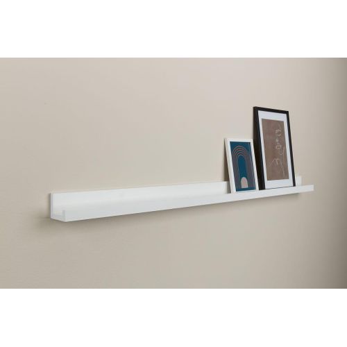 Étagère Murale Flottante 115cm Blanche Longue pour Photos Déco Salon Chambre Bureau Design Moderne Espace