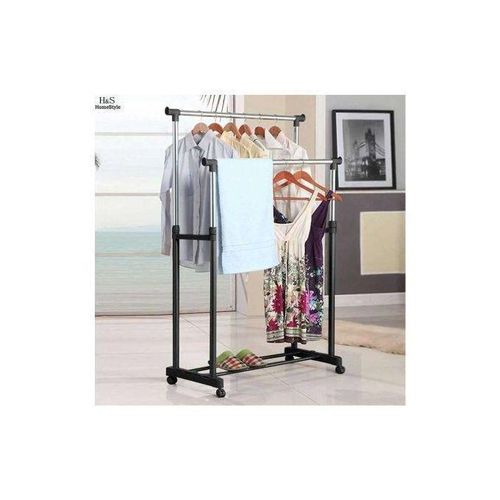حامل ملابس قائم، خزانة ملابس متنقلة تلسكوبية ذات عمودين