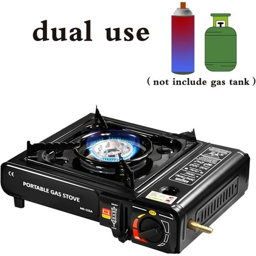 Réchaud de Camping Portable Noir, brûleur de Cuisine en Plein air, résistant aux Hautes températures, poêle à gaz Butane pour Barbecue, poêle à Cassette de Camping à Double Usage