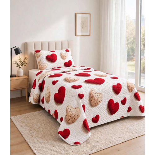 Couvre-lit Matelassé Romantique à Cœurs 3D