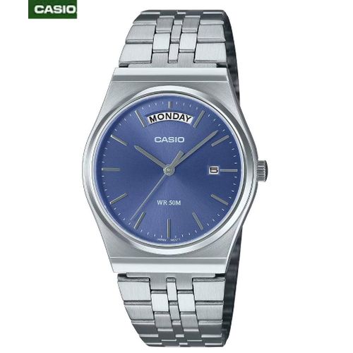 Montre Homme Cadran bleu Bracelet acier inoxydable etanche Quartz –mtp-b146d-2avdf