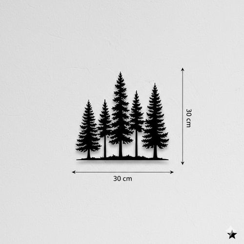 Tableau mural noir représente une forêt de sapins en bois MDF 30*30CM