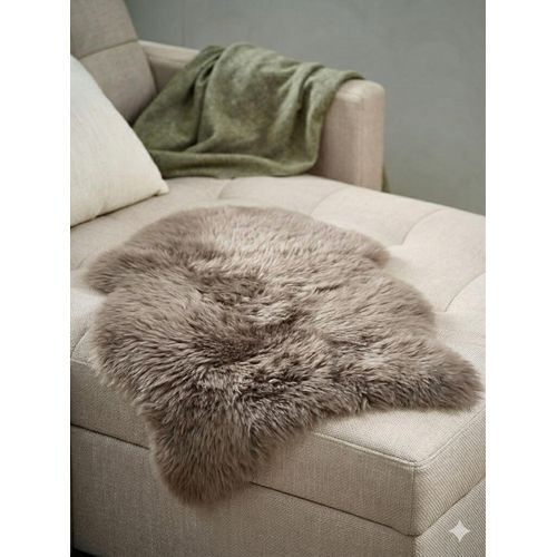 Peau d'Agneau Véritable Taupe 50x85cm Douce Confortable Déco