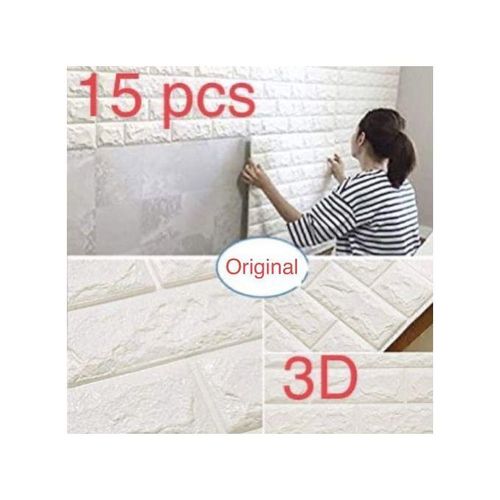 Pack 15 Papier peint adhesif 3d reel autocollant impermiable et lavable BRIQUE