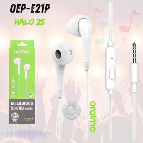 Halo 2S OEP-E21P Écouteurs Filaire Intra-Auriculaires Stéréo – Son Hi-Fi, Basses Puissantes, Micro HD, Commande Intégrée, Jack 3.5mm Universel Compatible Smartphone Android, iPhone, PC, Tablette – Kit Main Libre Audio Haute Qualité