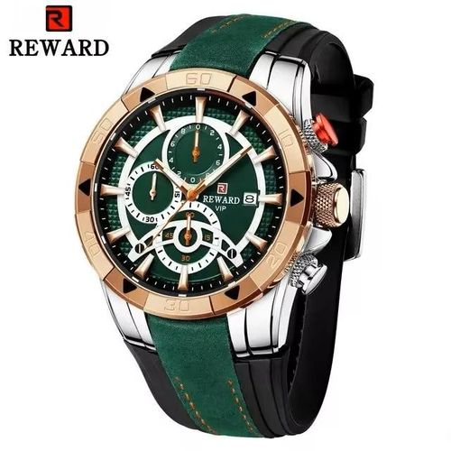 Montre Homme Chronographe Cadran Vert Lunette Or Rose 46 mm – Édition Originale