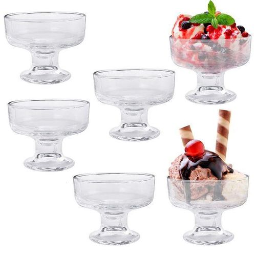 Lot de 6 bols à dessert en verre pour crème glacée, fruits, pudding- Coupes à glace 260ml