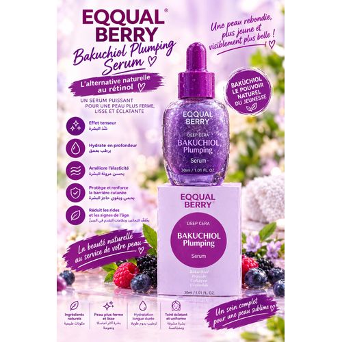 Deep Cera Bakuchiol Plumping Serum 30 ml – Sérum Visage Hydratant et Repulpant au Bakuchiol, Peptides, Collagène et Céramides pour une Peau Plus Lisse et Éclatante
