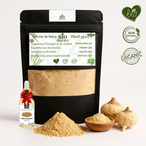 Maca super aliment cuisine maison 150 g + huile de Souchet 15ml gratuit