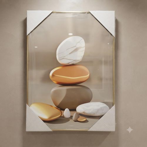 Tableau Décoratif Mural Encadré – Galets Zen – Style Moderne