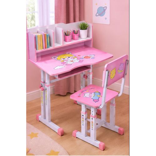 Bureau scolaire réglable pour enfant avec chaise – Rose