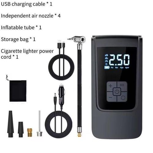 Pompe à Air numérique 7.4/12V, 150psi, compresseur d'air intelligent, lumière LED, compresseur d'air sans fil - pompe à pneus sans fil pour moto - Compresseur d'air portable pour gonfleur de pneus avec manomètre - batterie lithium rechargeable
