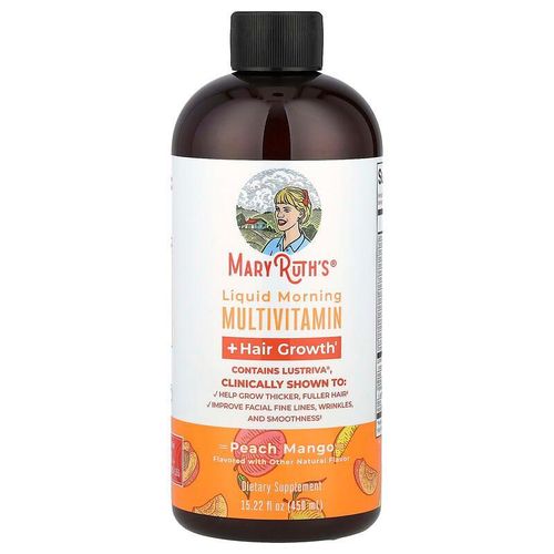 Multivitamines liquides pour le matin + Croissance des cheveux Pêche et mangue 450 ml