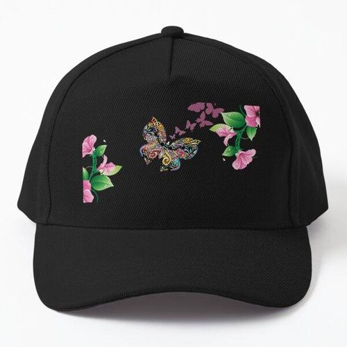 casquette personnalisée t-shirt fleurs papillons pour femme casquette noire unique