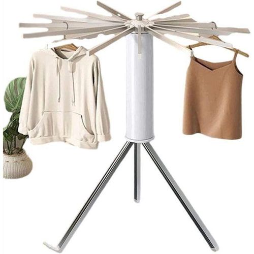 Porte-vêtements extensible rotatif triangulaire 3D 16 barres pliable 51,4×1,5 cm PVC-aluminium