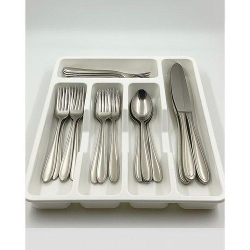 Range-Couverts en Plastique – Organisateur de Tiroir à 5 Compartiments pour Cuillères, Fourchettes et Couteaux