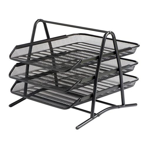 Panier Corbeille à courrier en Métal 3 Niveaux - Organiseur de bureau Bac à Documents