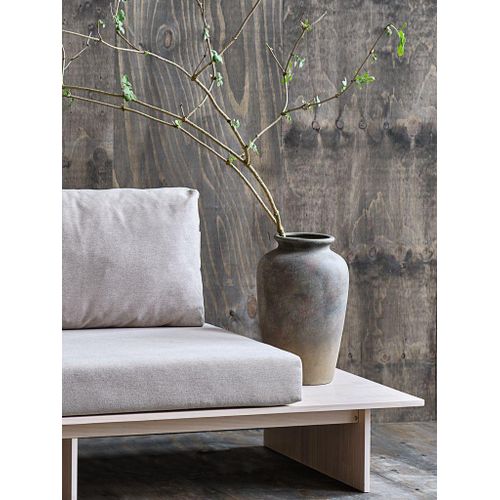 Vase Décoratif Grès Gris Brun Ø26xH44cm Style Rustique Chic Intérieur Authentique Centre de Table Salon