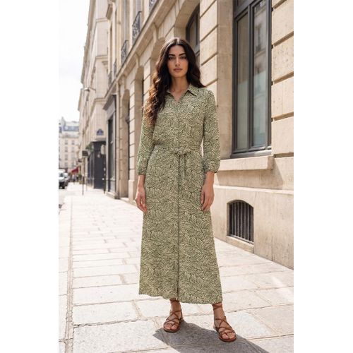 Robe Mi-longue Imprimée - R4501-A-E25 - Green Leaves