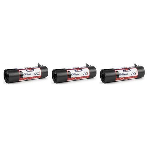Lot de 3 - Sacs Poubelle Noirs - Grande Capacité 120L - Usage Domestique et Professionnel - Lot de 10