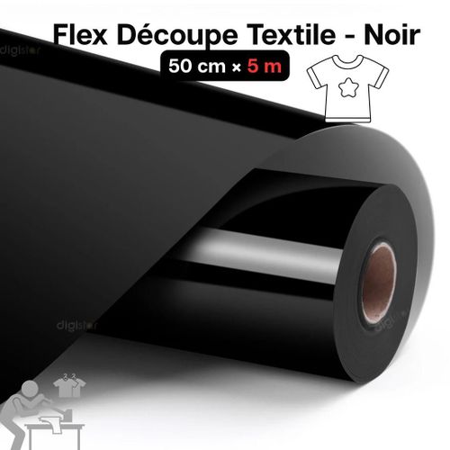 Flex de Découpe Textile Noir 50cm x 5m pour Transfert à Chaud