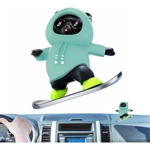 Décoration de Voiture Ours Skateur Animé – Figurine Glissante sur Skateboard – Accessoire Tableau de Bord