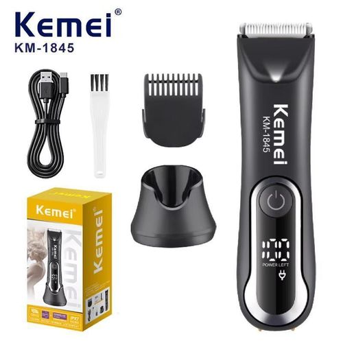 Kemei KM-1845 tondeuse cheveux daine hommes tondeuses lectriques tondeuse tanche pour Kit de toilettage du corps pubien rasoir lame en cramique