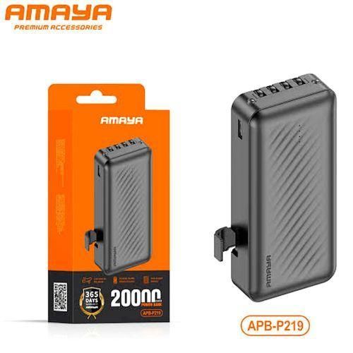 Power Bank AMAYA APB-P219 20 000 mAh - Batterie Externe Haute Capacité avec Câbles Intégrés