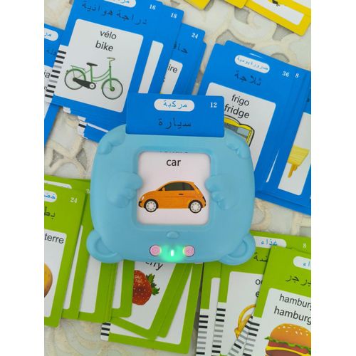 Cartes Flash Parlantes 3 en 1 – Français Anglais Arabe – Jouet Éducatif 112 Cartes / 224 Mots